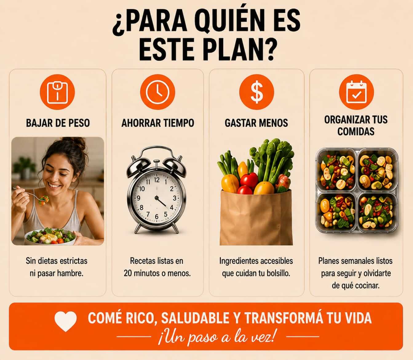 Un mes de comidas organizadas. Sin pasar hambre, sin perder tiempo.