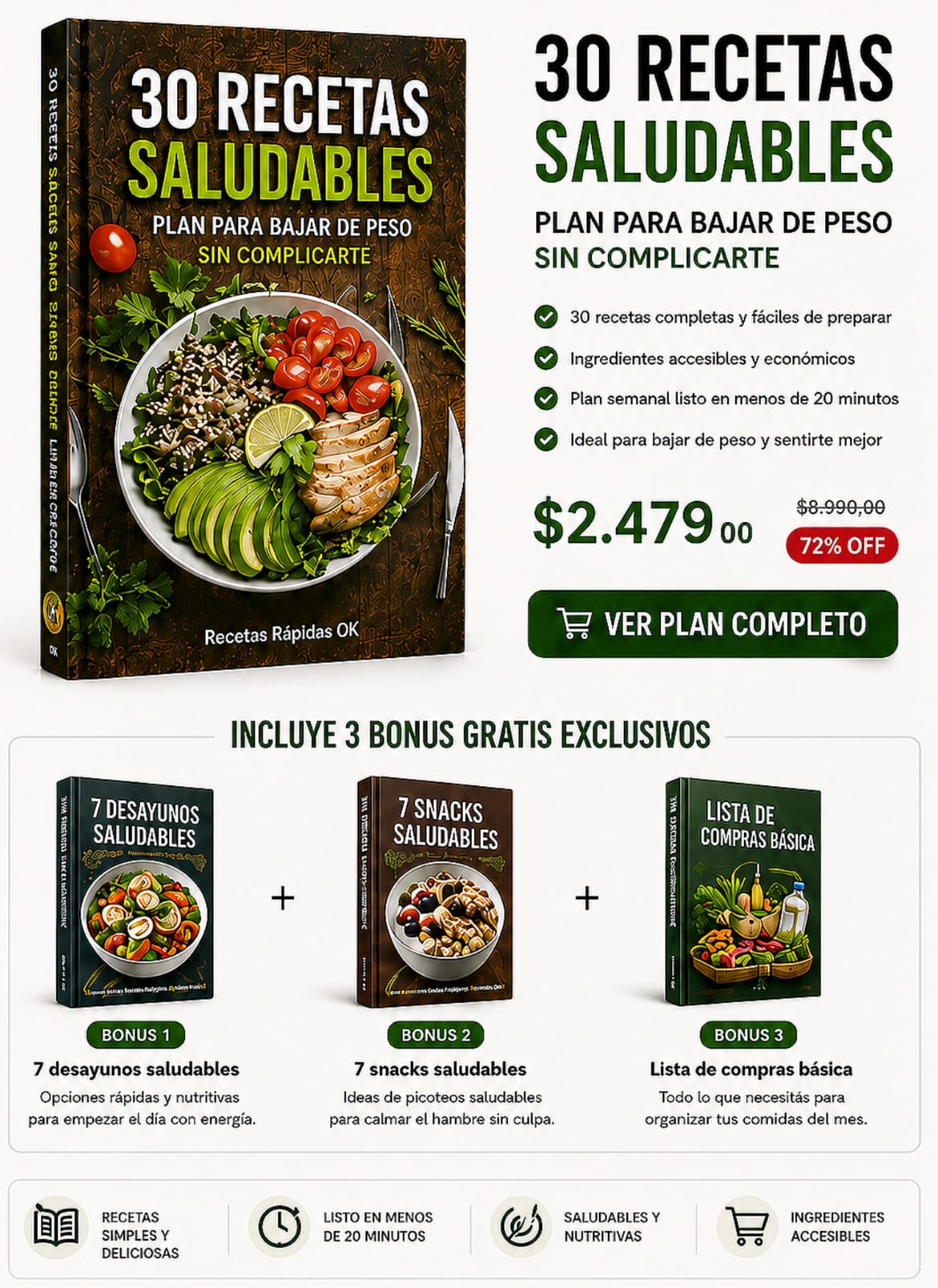 ¿Querés bajar de peso pero no sabés por dónde empezar? Este plan de 30 recetas simples te organiza toda la alimentación del mes sin dietas estrictas ni pasar hambre.