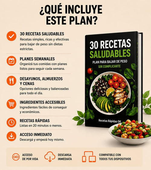 Un mes de comidas organizadas. Sin pasar hambre, sin perder tiempo.